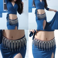 CH* Crystal Studded Gold Silver Belly Dance Belt Adjustable Body Jewelry Tassels Body Jewelry