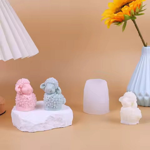 Smiling Goat Silicone Candle Mold Handmade Sheep Animal Soap Gypsum Resin Cement Casting Mold Diy Ch
