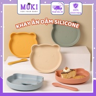 Bear-shaped silicone weaning tray with safe and convenient base for babies Moki Store A454