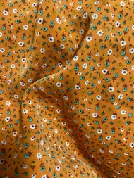 Hai khúc gồm 90cm và 80cm x 1m5 vải lụa mango KhangThinhGia hoa nhí cam xinh may áo kiểu pha phối ma