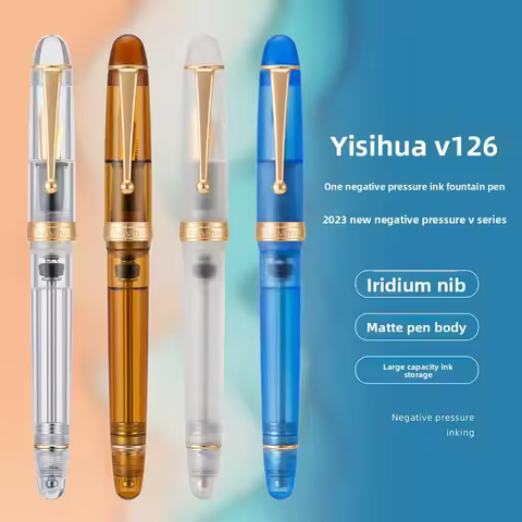 Asvine V126 Acrylic Vacuum Filling Fountain Pen EF/F/M Nib,Transparent Brown/ Matte Gray White Acryl