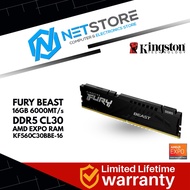 KINGSTON FURY BEAST 16GB 6000MT/s DDR5 CL30 AMD EXPO RAM - BLACK -  KF560C30BBE-16