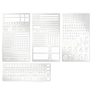 Engraving Metal Planner Stencil Journal Small Letter Stencils 4 Pcs Set for Journaling Bookmarks Rul