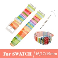 21t Bracelet for SWATCH 16mm 17mm 19mm Rubber Watch Band Striped Jelly Soft Silicone Strap Men qDz