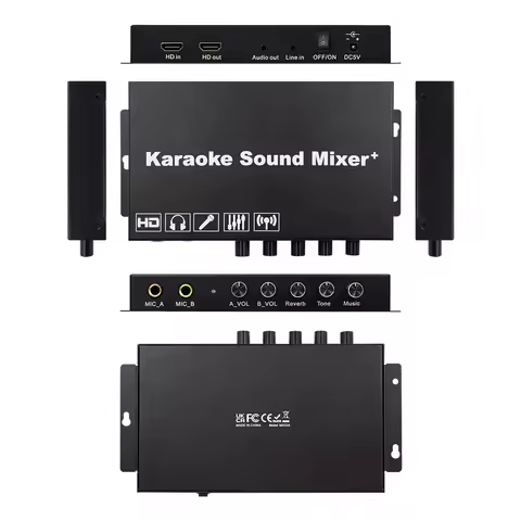 BT HD Karaoke Mixer Home Theater Dual Mic Microphone HDMI Audio Video for Home Theater TV Box Speake