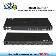 HDMI Splitter 1 in 8 out Belfen1x8 1080P V1.4 Certified Powered HDMI Splitter with Full Ultra HD 4K/