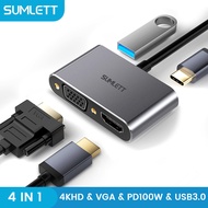 USB C to 4K HDMI VGA Adapter4-in-1 Type C Hub with USB 3.0 Charging Power PD Port Compatible for Mac