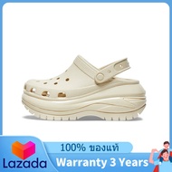 ของแท้พิเศษ Crocs Classic Mega Crush Clog Bone White Shoes Non - Slip Thick Sole Beach Sandals 20798