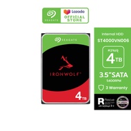 SEAGATE IRONWOLF NAS HDD ST4000VN006 / 4TB / 3.5" / 5400RPM / C/256MB / SATA 6GB/s (ฮาร์ดดิสก์) *ฟรี