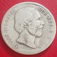 Uang Koin Perak Kuno 1 Gulden Willem 3 Tahun 1855 Silver Coin