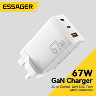 Essager PD 67W 2C1A GaN USBA Type C Charger Fast Charge QC 4.0 PD 3.0 Type C For iPhone 15 14 13 Pro