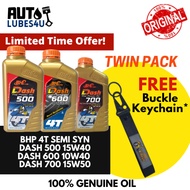 [2 Bottles] BHP Dash 500 / Dash 600/ Dash 700 4T Semi Synthetic 1L (FOC 1 Buckle Keychain) - BHP Mot