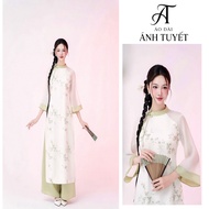 Modernized ao dai, high-quality 4-panel chrysanthemum embroidered silk ao dai, size S - 3XL