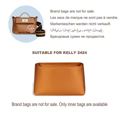 Bag Organizer for Kelly 2424 Liner Bag, Acetate Satin Tote Liner Storage Bag, Protect the Inner Lini