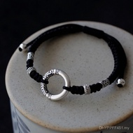 999 Safe Buckle Good Luck Qiankun Circle Bracelet Distressed Pure Silver Tap Men Women Style Hand Ro