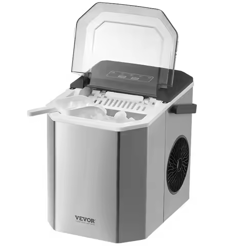 VEVOR Countertop Ice Maker with Scoop, 9 Cubes Ready in 6 Mins,26lbs/24H, Self-Cleaning Portable Ice