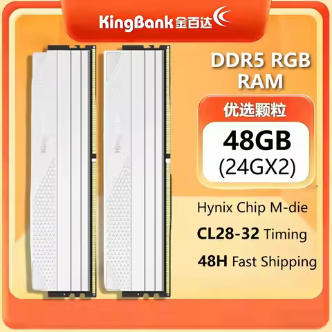 KingBank Origina DDR5 RGB RAM 24GBX2 6000/6800MHz Hynix Chip M-die CL28/32 High Performance for Desk