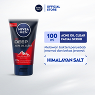 NIVEA MEN Facial Foam Deep Acne Oil Clear Face Scrub 100ml - Sabun cuci muka untuk pria membersihkan