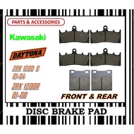 KAWASAKI ZRX 1200 S 01-04 ZRX 1200 R 01-08 BRAKE PADS SET FR0NT & REAR DAYTONA TYPE