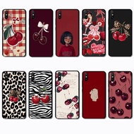 for Xiaomi Redmi 6A 7A 8A 7 8 9 9A 9i 9C red cherry Business Black Border TPU Case | Low-Key & Elega