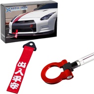 x xotic tech Set Red JDM Racing Style Front Bumper Nylon w/Steel Chinese Slogan Towing Strap + Alumi