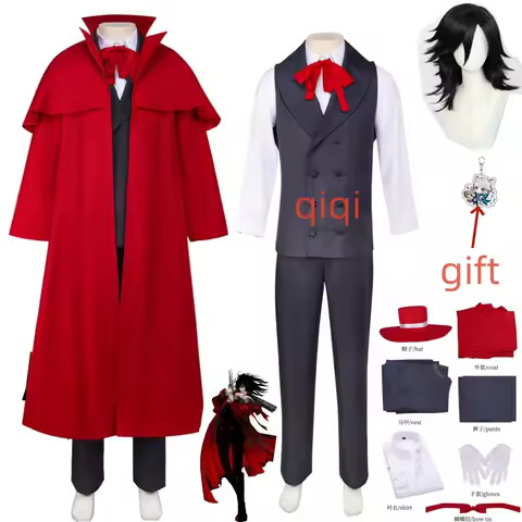Anime Comic Hellsing Alucard Cosplay Costume Red Trench Alucard Van Cosplay Vampire Hat Costume Hall