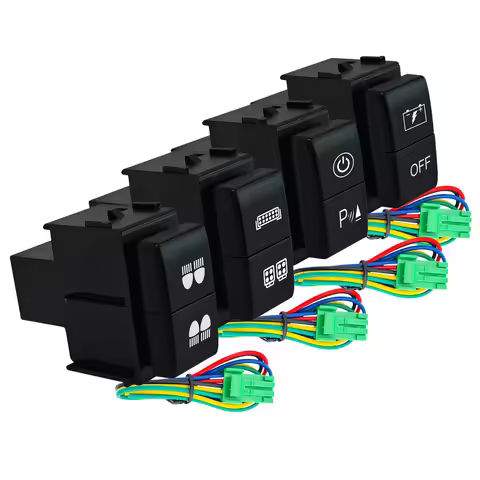 Dual Push Switch 12V Fog Lights | Aux Battery On-Off | Green Red LED for Nissan Patrol Y62 Navara D4