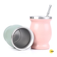 H&X Yerba Mate Cup 304 Stainless Steel 8oz Argentine Yerba Mate Gourd With Bombillas