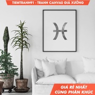 Tranh treo tường Pisces zodiac sign black white custom sign personalised horoscope poster astrology 