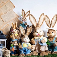 Home Decoration Rabbit Nordic Pastoral Handmade Straw Doll Rabbit Decoration Outdoor Garden Balcony 