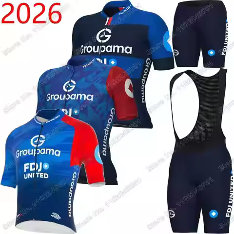 2026 FDJ Cycling Jersey Set France Pro Team Cycling Clothing Men Road Bike Shirts Suit Bicycle Bib S