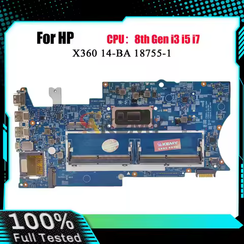 18755-1 Laptop Motherboard L39180-001 L39180-001 For HP Pavilion X360 14M 14-BA With i3 i5 i7 CPU DD