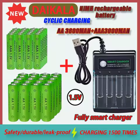 Original Rechargeable Battery 1.5V AA9800mAh+AAA8800mAh+Charger for Computer Clock Radio Video Game 
