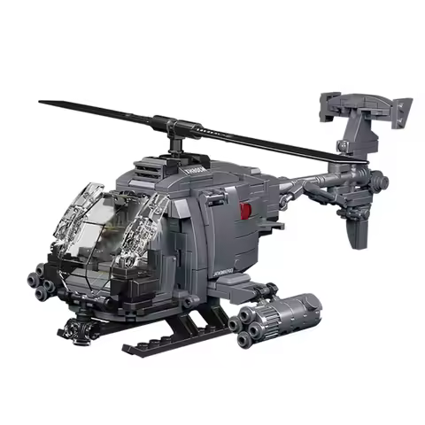 Diy Military WWII AH-6i Helicopter Fighter Model Aircraft Soldier Building Blocks Sets Airplane Doll