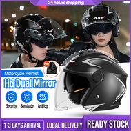 Helmet Motor Topi Keledar Motorcycle Helmet Double Visor Open Face Safety Motosikal Bike Helmet (Suit 54-61CM) Rider Electric Bike