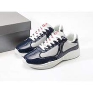 2026 New *1PRADA America's Cup Patent Leather Lace-Up Fashionable Durable Low-Top Sports Casual Shoe