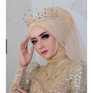 Slayer Bridal Pearl Tille Veil Bridal Hijab Long Pearl Premium Hijab Muslim Bridal Hijab