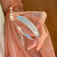 Pure Silver 999.9 Ancient Method Peony Sterling Silver Bracelet National Trendy Ethnic Style Women's