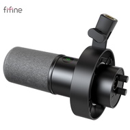 FIFINE | FIFINE USB/XLR ไมโครโฟนแบบไดนามิกพร้อม Shock Mount Touch-mute แจ็คหูฟังและการควบคุมระดับเสี