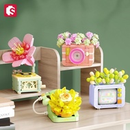 Sembo Blocks 611068- 71 Building Block Toys Flower Shop Berries TV Potted Succulent Assembled Particles Girls Gift Toys