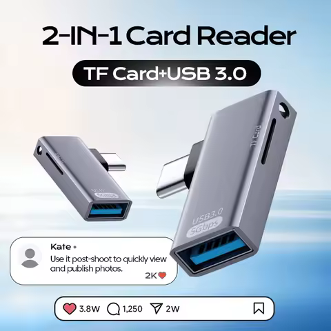 Elough 2 in 1 TF Card Reader Adapter USB Flash Drives Hard Disks USB Converters for iphone Type-C Po