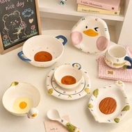 Duckling Ceramic Bowl with Double Handles for Bibimbap