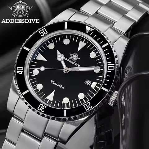 ADDIESDIVE 39mm Men Watch New Vintage Quartz Watch AR Coating Ceramic Bezel Waterproof 200m Dive BGW