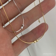 Fashion Small Waist Bow High-End Accessories Light Luxury Sterling Silver Clavicle Chain Simple Fema