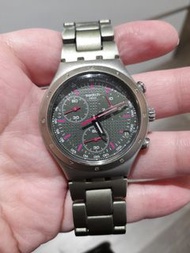 Swatch 三眼賽車 日期顯示 生活防水 鋁合金錶帶 石英錶-手圍17公分