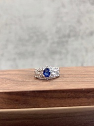 藍寶石鑽石戒指 0.83克拉錫蘭藍寶石 0.88克拉南非鑽 白K金 K375