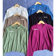 Polo Crop Sweater / Knit Sweater / Polo Knit Sweater