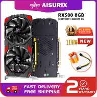 AISURIX 100% New AMD RX 580 8GB GDDR5 2048sp Video Card 256Bit Graphics Card RX580 8GB GPU For PC Gaming COD with Backplate