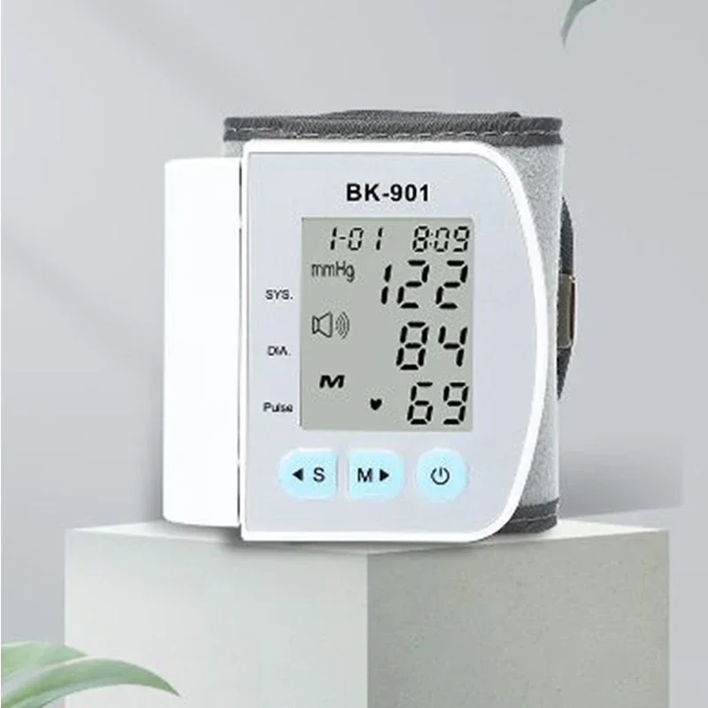 English Voice Broadcast Smart LCD Screen Wrist Blood Pressure Monitor Digital Automatic BP Tonometer