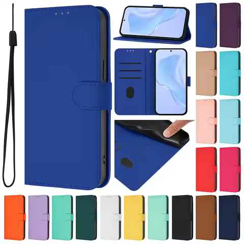 Classic Solid Color Leather Flip Case For Nokia C02 C12 C22 C32 C300 G10 G20 G22 X10 X20 X30 XR20 Wa